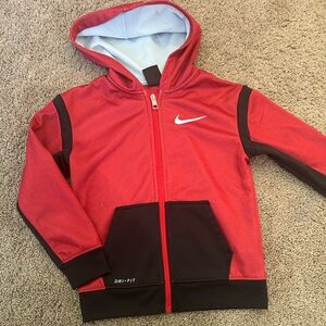 Boys Nike Red Dri-FIT zip up sweater
